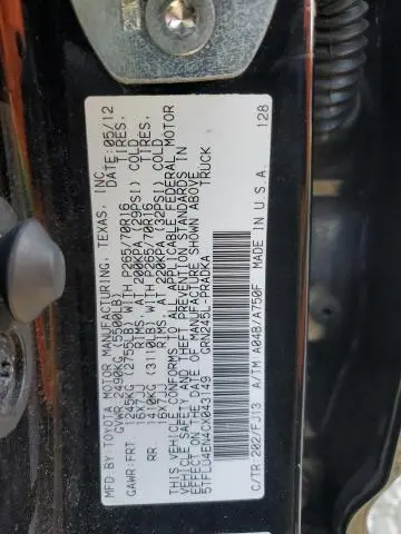 2012 TOYOTA TACOMA DOUBLE CAB  