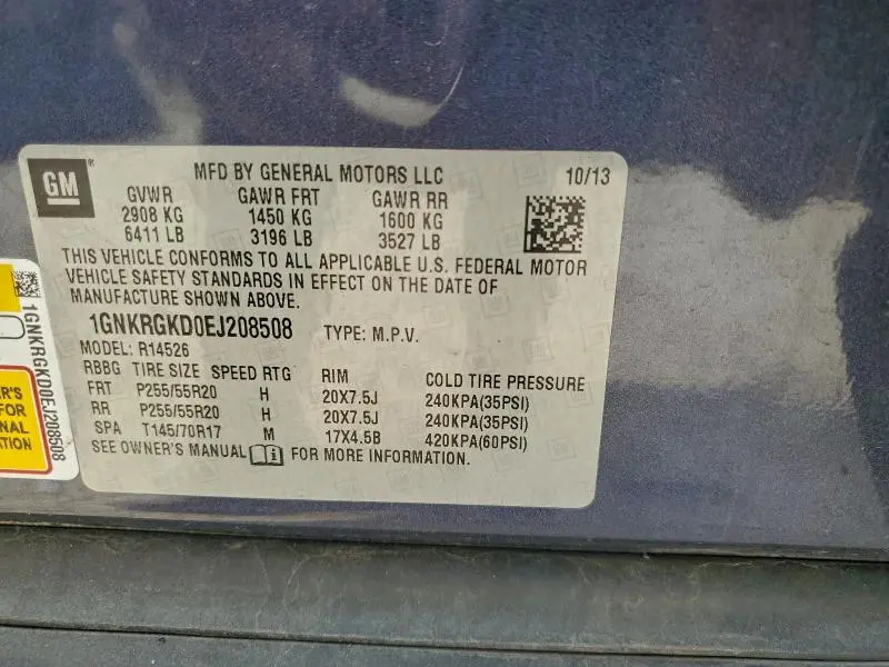 2014 CHEVROLET TRAVERSE LT  