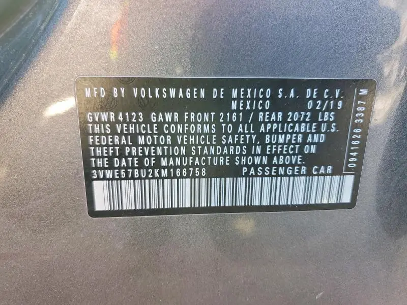 2019 VOLKSWAGEN JETTA SEL  