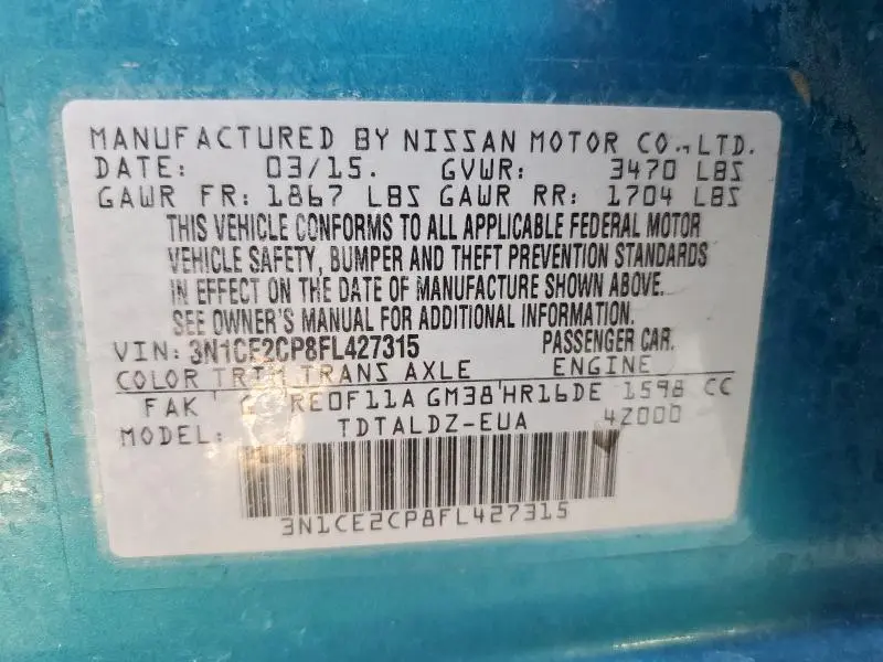 2015 NISSAN VERSA NOTE S  