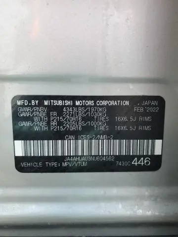 2022 MITSUBISHI RVR ES  