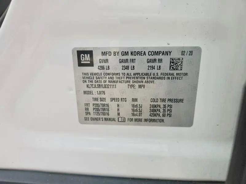 2020 CHEVROLET TRAX 1LT  
