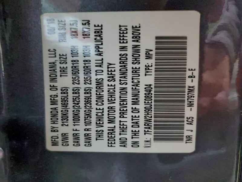 2018 HONDA CR-V TOURING  