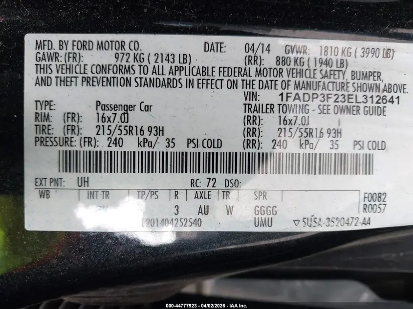 2014 FORD FOCUS SE