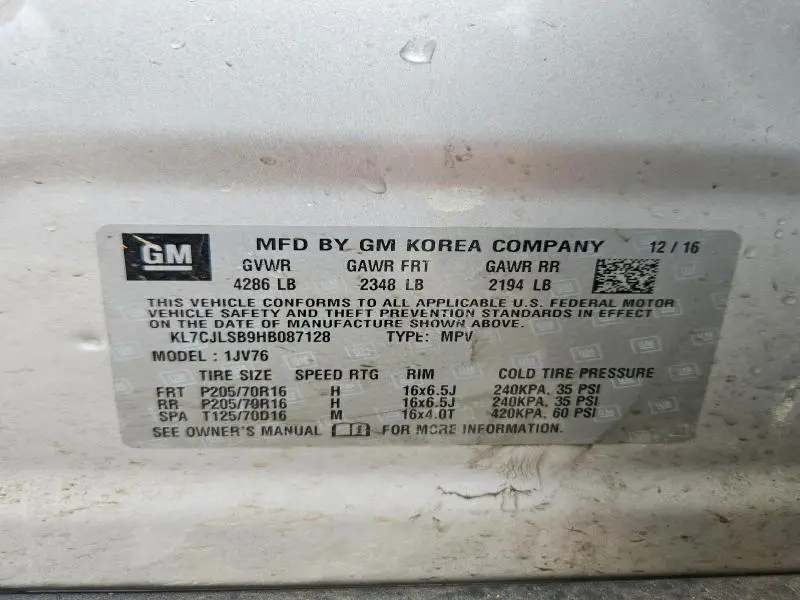 2017 CHEVROLET TRAX 1LT  