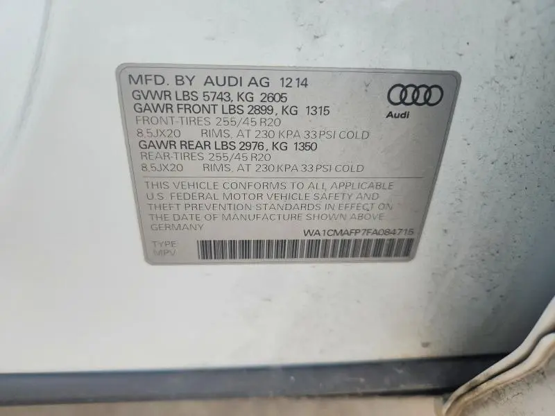 2015 AUDI Q5 TDI PREMIUM PLUS  