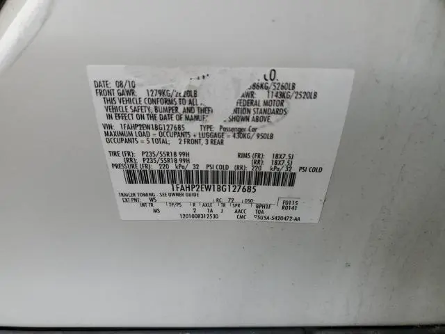 2011 FORD TAURUS SEL  