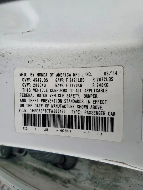 2015 HONDA ACCORD EXL  
