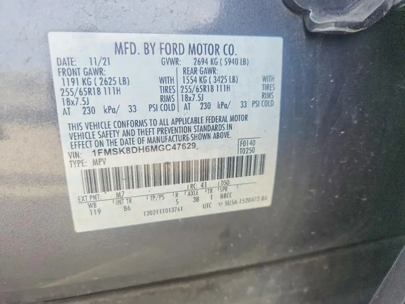 2021 FORD EXPLORER XLT  