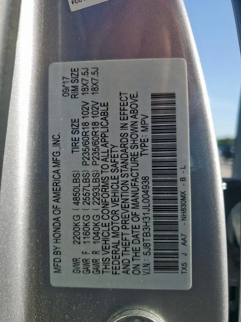 2018 ACURA RDX   