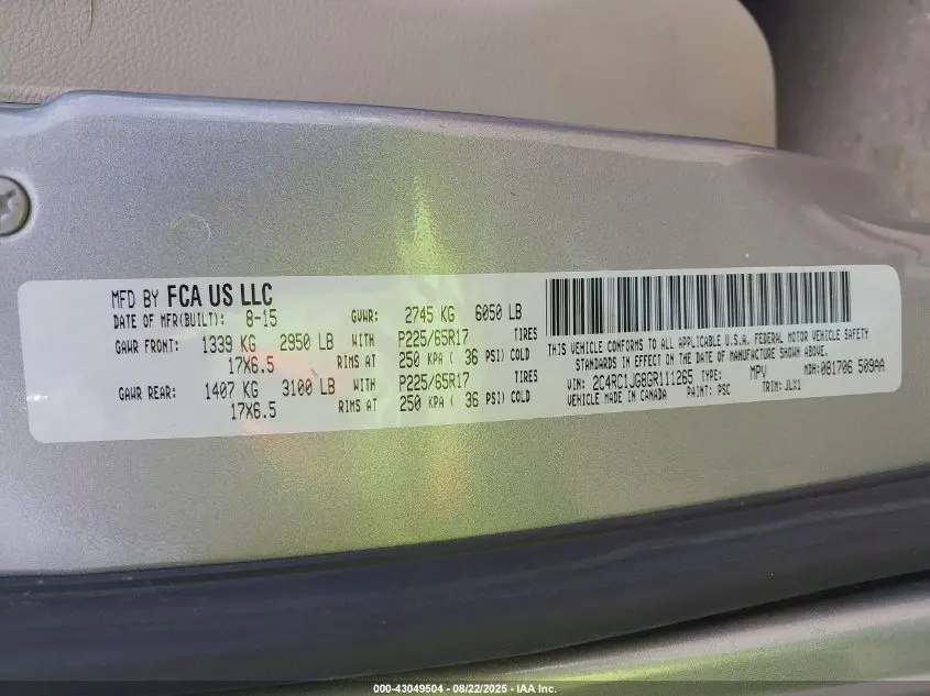 2016 CHRYSLER TOWN & COUNTRY LIMITED