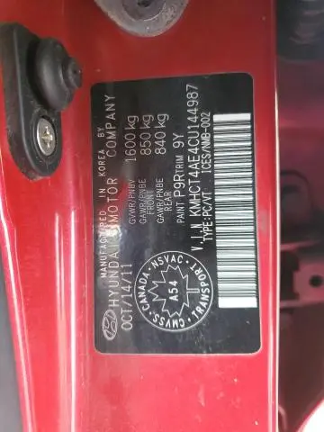 2012 HYUNDAI ACCENT GLS