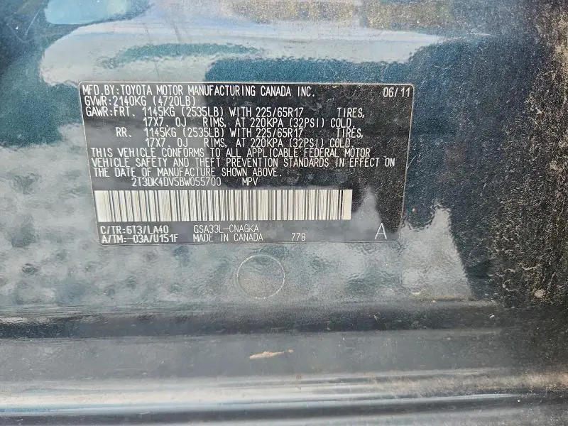 2011 TOYOTA RAV4 LIMITED  