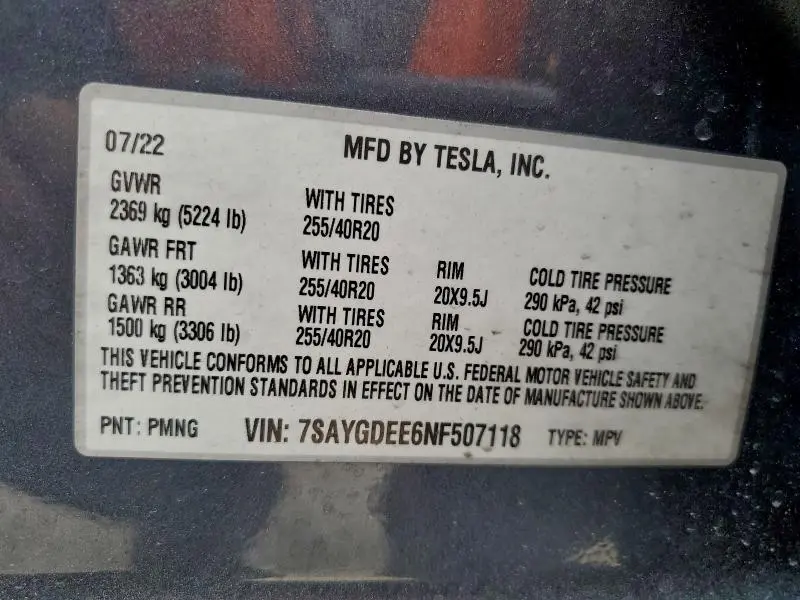 2022 TESLA MODEL Y   