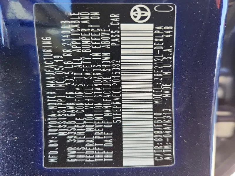 2020 TOYOTA COROLLA LE  