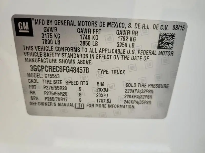 2015 CHEVROLET SILVERADO C1500 LT  
