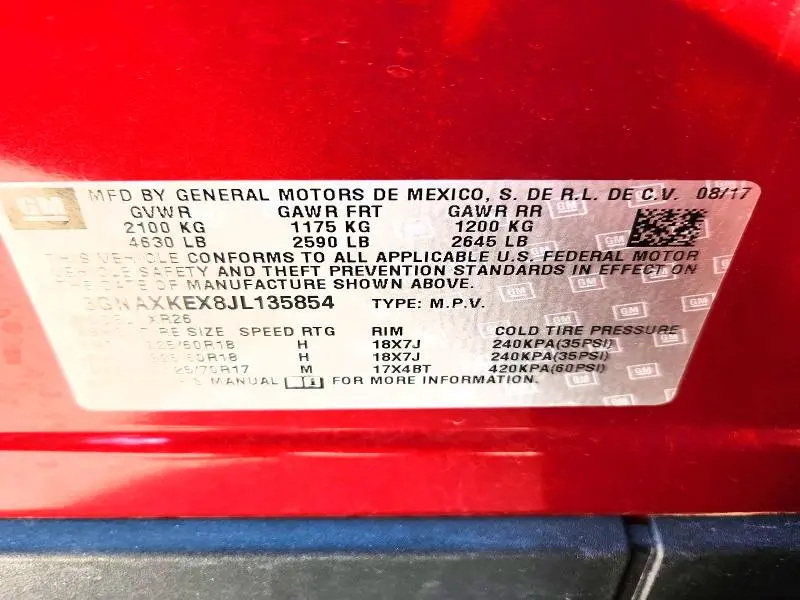 2018 CHEVROLET EQUINOX LT  