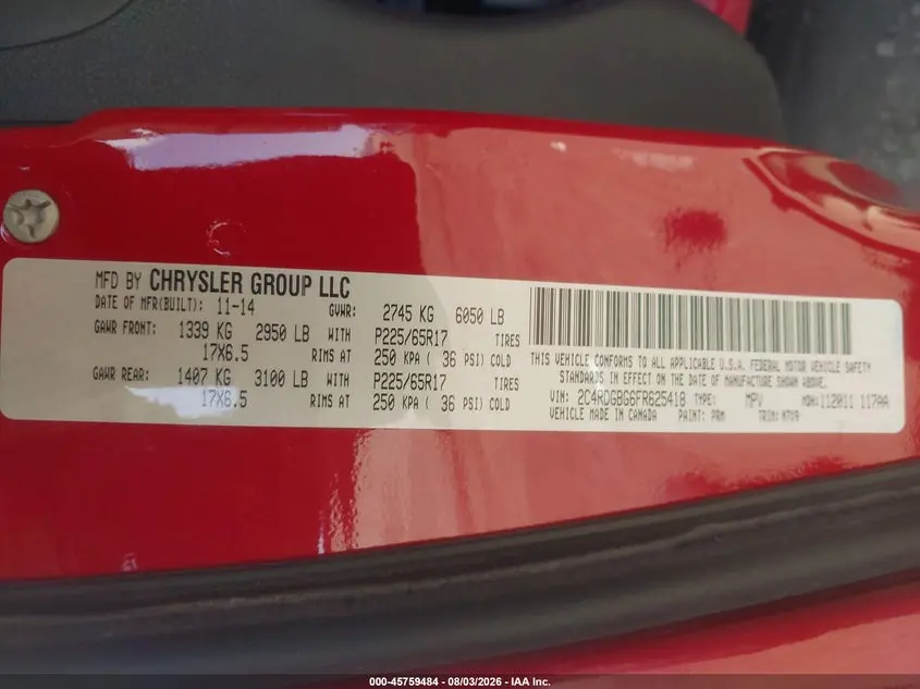 2015 DODGE GRAND CARAVAN SE