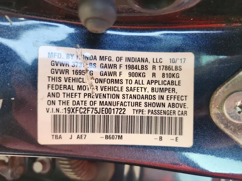 2018 HONDA CIVIC EX  