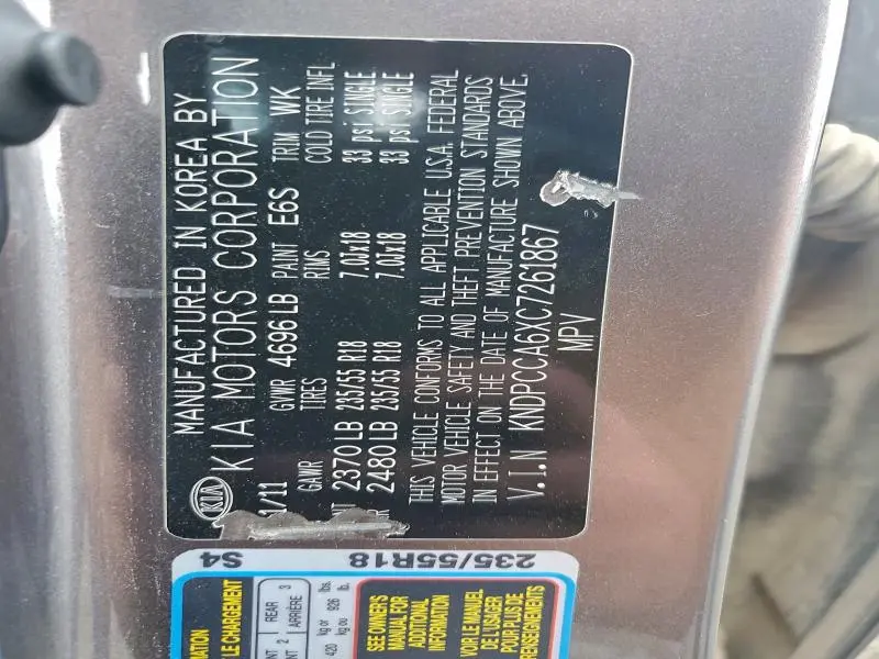 2012 KIA SPORTAGE SX  