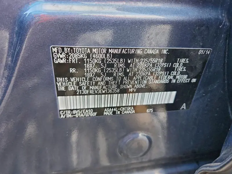 2014 TOYOTA RAV4 LIMITED  