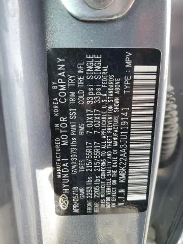 2018 HYUNDAI KONA SEL