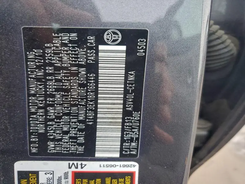 2011 TOYOTA CAMRY BASE  