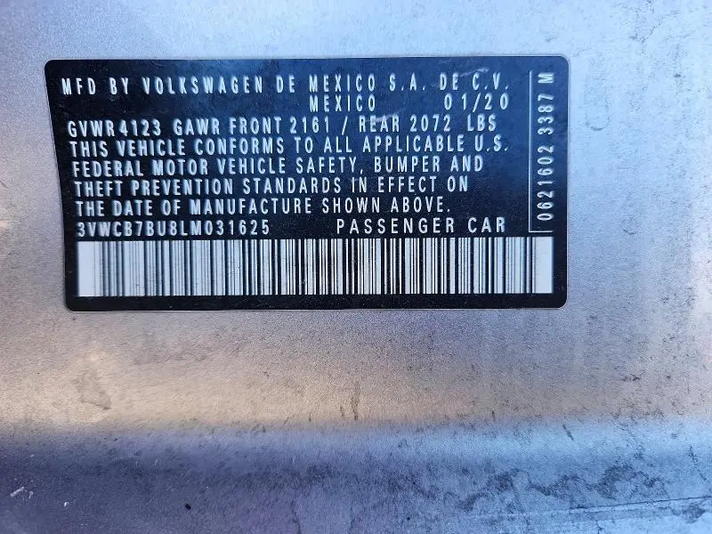 2020 VOLKSWAGEN JETTA S  