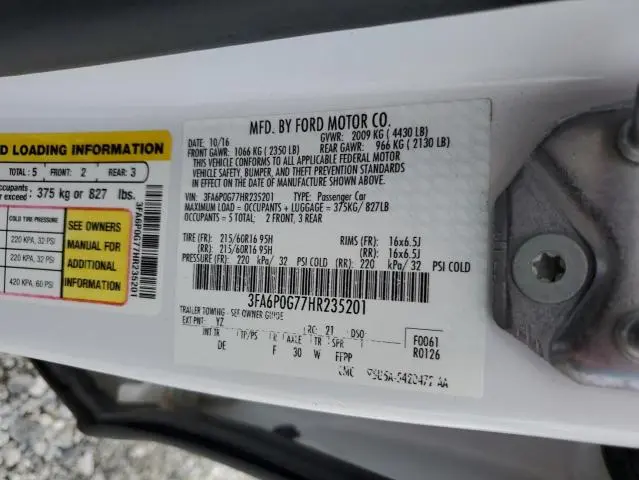2017 FORD FUSION S