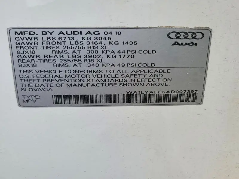 2010 AUDI Q7 PREMIUM PLUS  