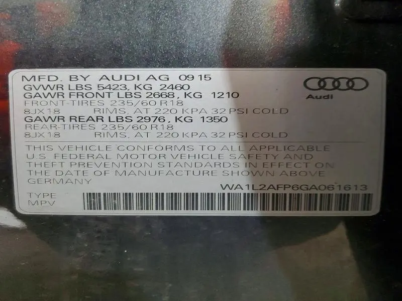 2016 AUDI Q5 PREMIUM PLUS  