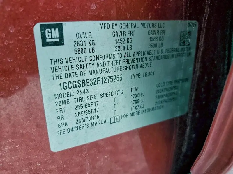 2015 CHEVROLET COLORADO LT  