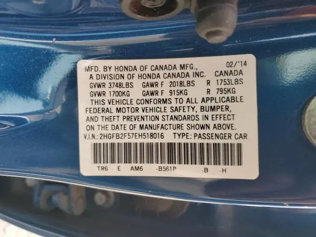 2014 HONDA CIVIC LX  