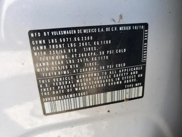2019 VOLKSWAGEN TIGUAN SE  