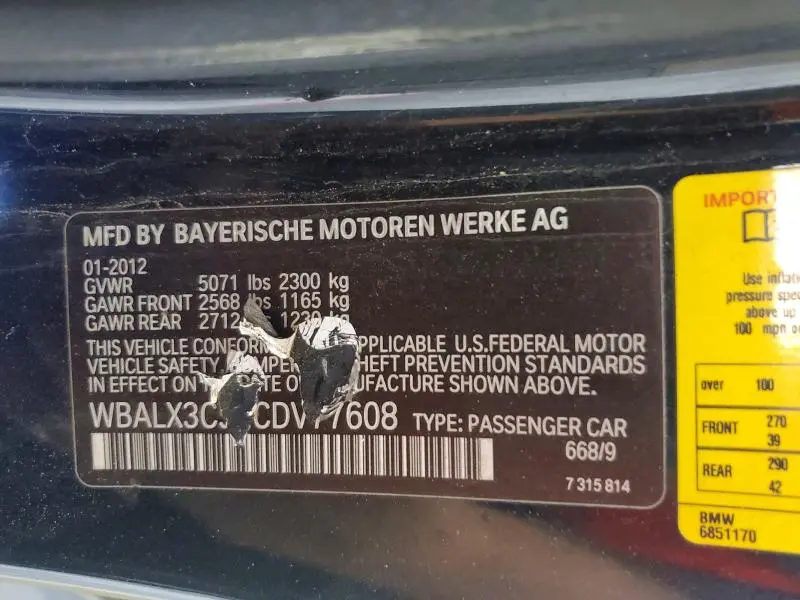 2012 BMW 650 I  