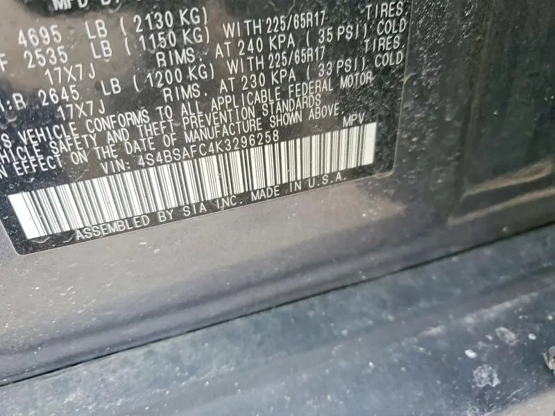 2019 SUBARU OUTBACK 2.5I PREMIUM  