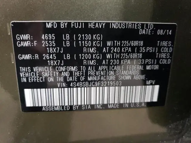 2015 SUBARU OUTBACK 2.5I LIMITED  