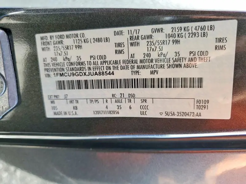 2018 FORD ESCAPE SE  