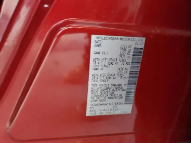 2017 NISSAN PATHFINDER S  