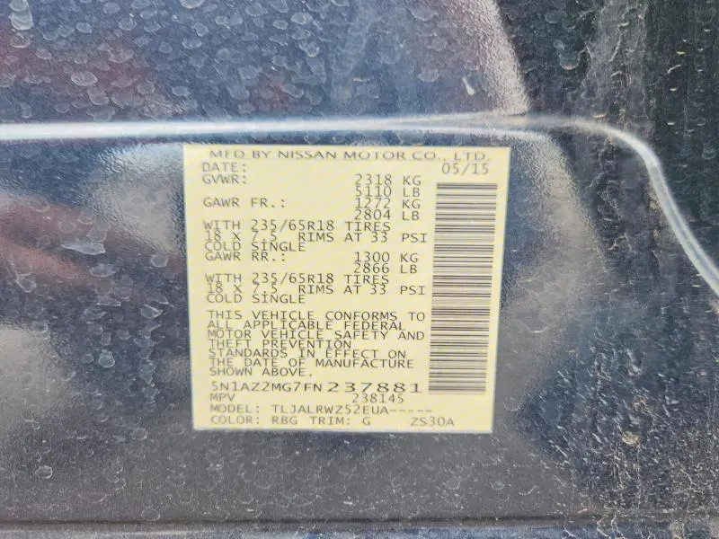 2015 NISSAN MURANO SL  