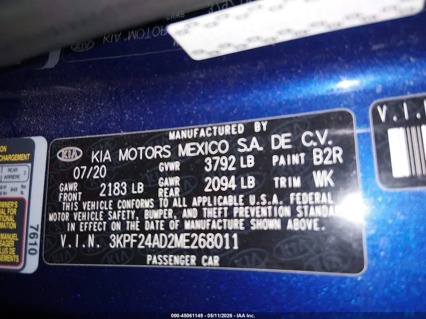 2021 KIA FORTE LXS