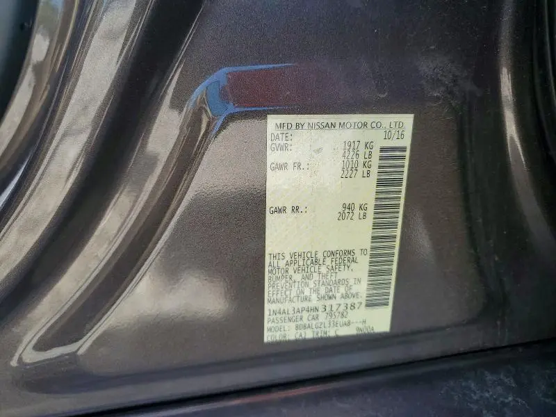 2017 NISSAN ALTIMA 2.5 S  