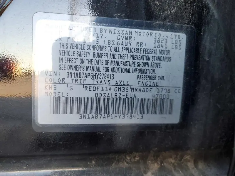 2017 NISSAN SENTRA S  