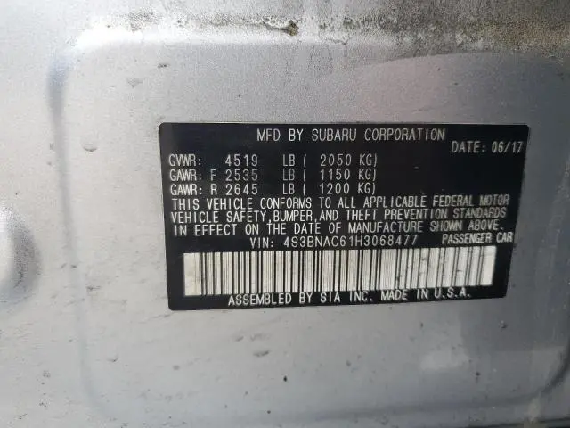 2017 SUBARU LEGACY 2.5I PREMIUM  