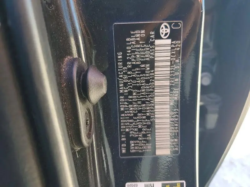 2020 TOYOTA COROLLA   