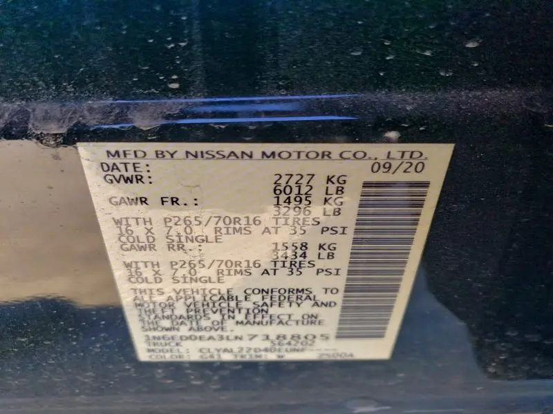 2020 NISSAN FRONTIER S  