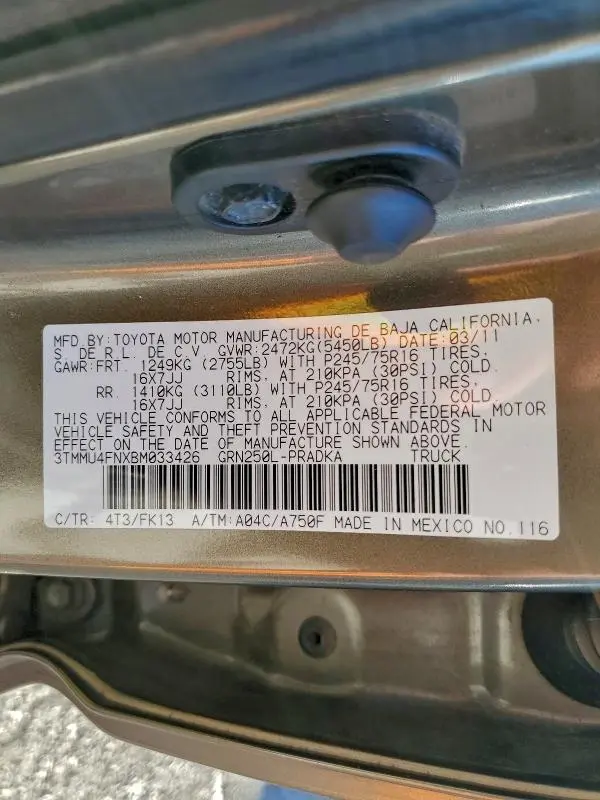 2011 TOYOTA TACOMA DOUBLE CAB LONG BED  