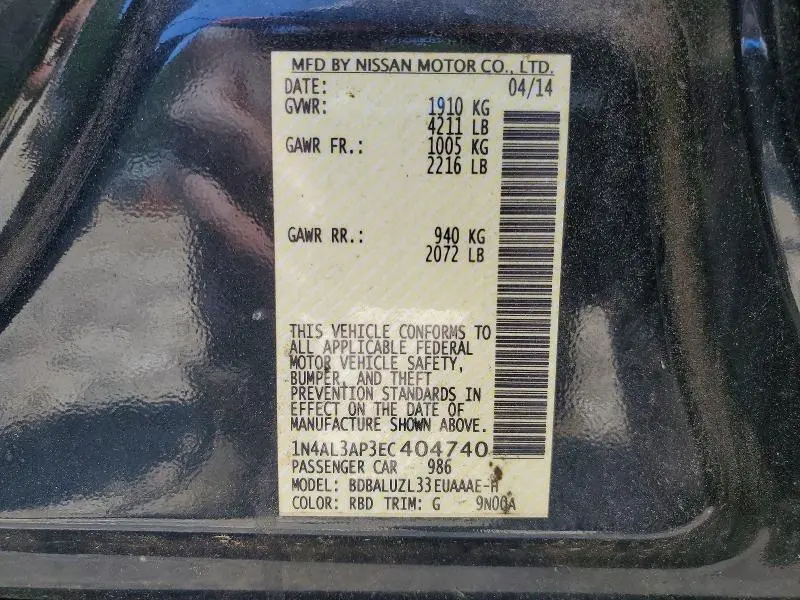 2014 NISSAN ALTIMA 2.5 SV  