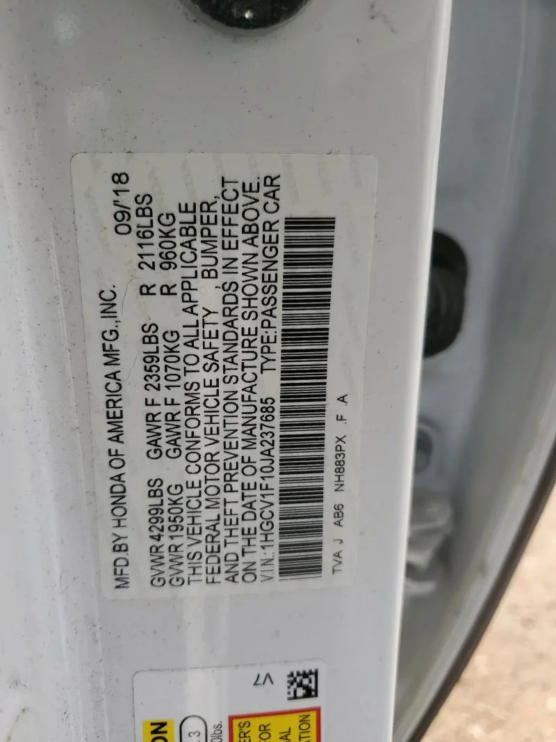 2018 HONDA ACCORD LX  