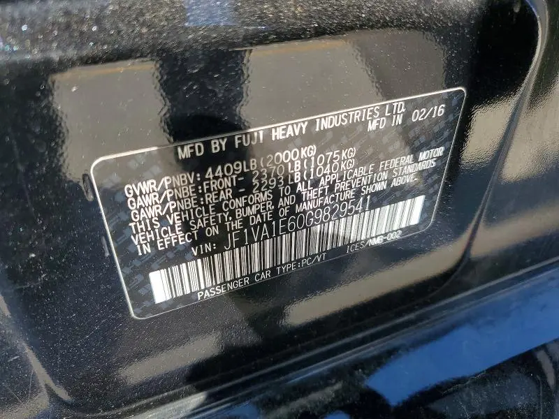 2016 SUBARU WRX PREMIUM  